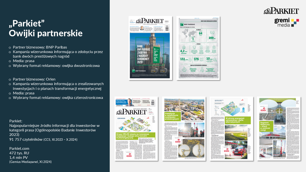 reklama w dzienniku parkiet owijki partnerskie