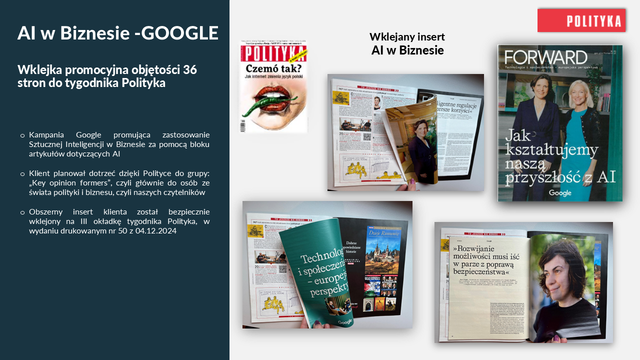 kampania reklamowa google w magazynie polityka